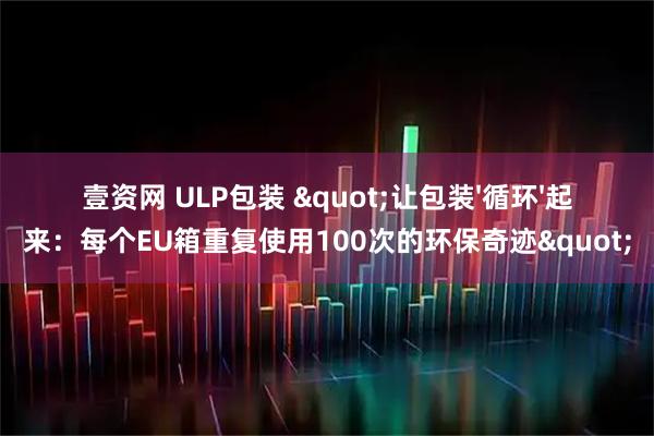 壹资网 ULP包装 "让包装'循环'起来：每个EU箱重复使用100次的环保奇迹"