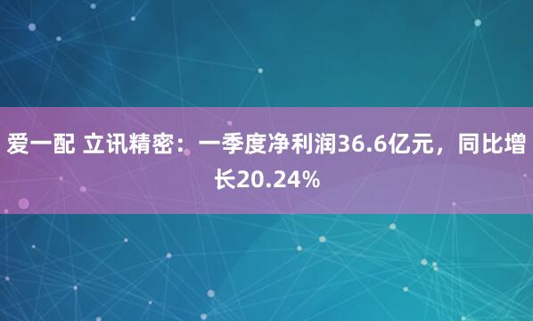 爱一配 立讯精密：一季度净利润36.6亿元，同比增长20.24%